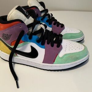 Nike Women's Air Jordan 1 Mid SE Multi-Color lightbulb- Size 9.5